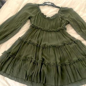 Olive green long sleeve mini dress